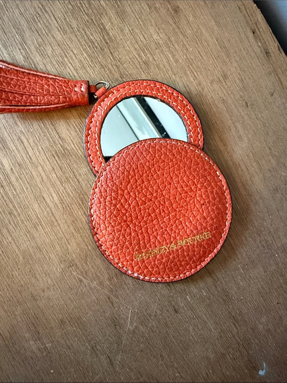 Title: RARE Dooney & Bourke Vintage Orange Pebble Leather Compact Purse Mirror